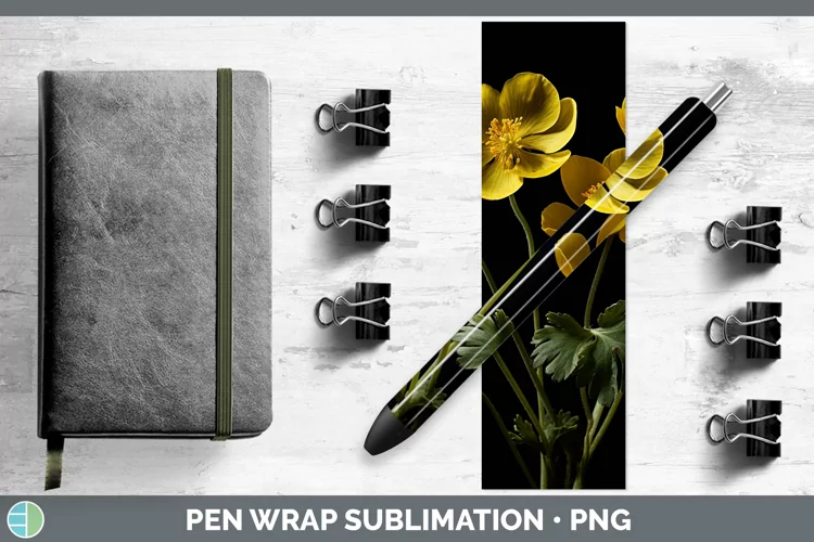 Flowers Buttercup Pen Wrap Sublimation Epoxy Pen Designs