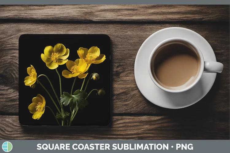 Flowers Buttercup Square Coaster Sublimation Coaster Designs