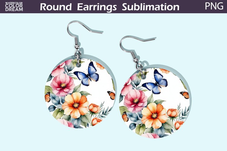 Butterfly Flowers Round Earrings | Butterfly Floral Earrings