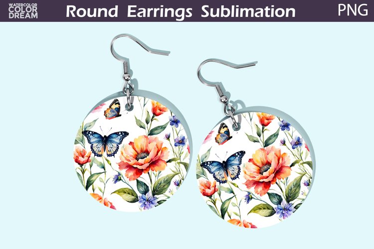 Butterfly Flowers Round Earrings | Butterfly Floral Earrings