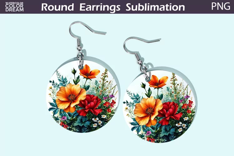 Wildflowers Round Earrings | 3D Flowers Earrings