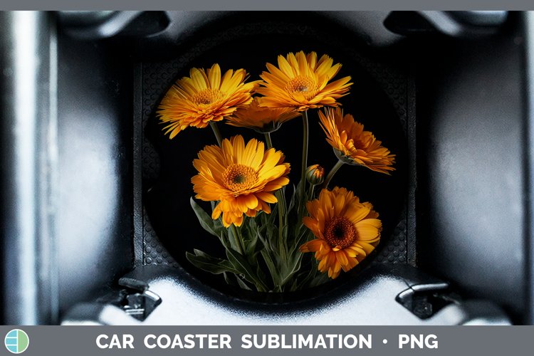 Flowers Calendula Car Coaster Sublimation Coaster Designs