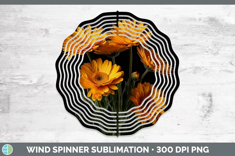 Flowers Calendula Wind Spinner Sublimation Spinner Designs