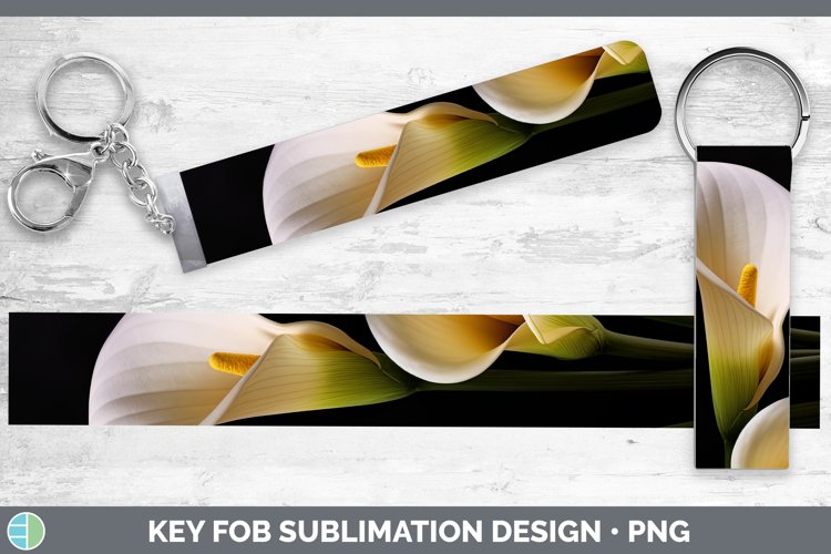 Flowers Calla Lily Key Fob Sublimation Wristlet Designs