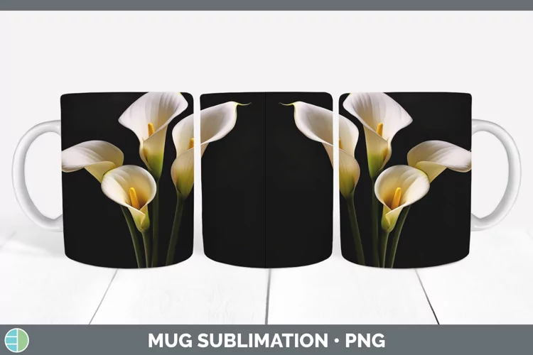 Flowers Calla Lily Mug Wrap Sublimation Coffee Cup Designs