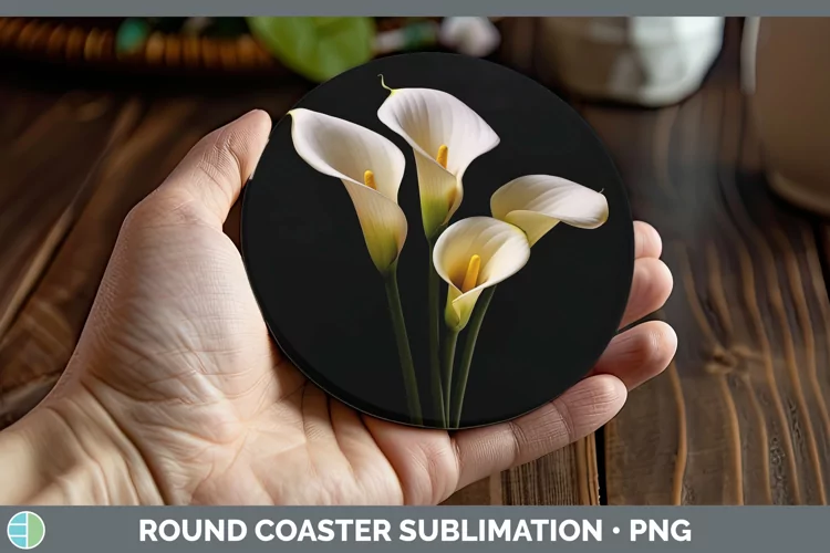 Flowers Calla Lily Round Coaster Sublimation Coaster Designs