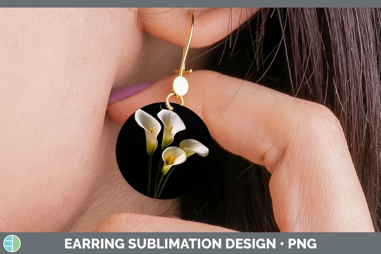 Flowers Calla Lily Round Earrings Sublimation Earrings Desig