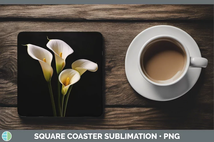 Flowers Calla Lily Square Coaster Sublimation Coaster Design