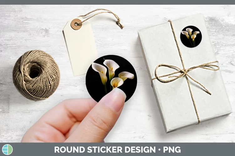Flowers Calla Lily Stickers | Round Labels Designs