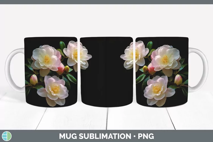 Flowers Camellia Mug Wrap Sublimation Coffee Cup Designs