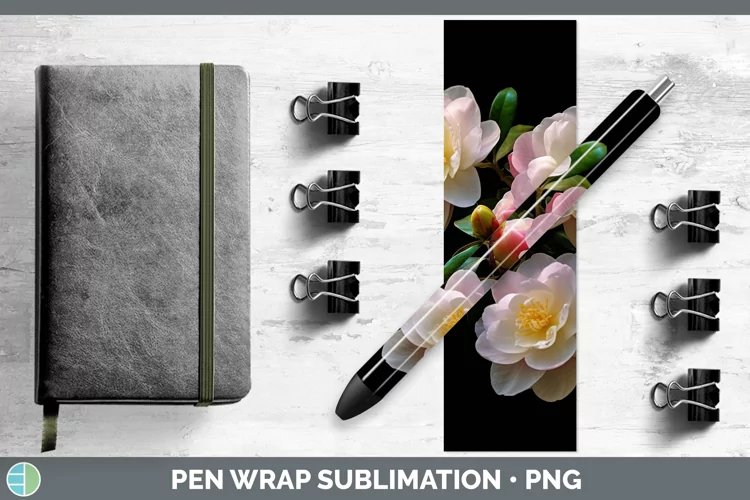 Flowers Camellia Pen Wrap Sublimation Epoxy Pen Designs