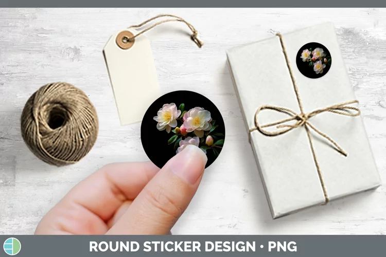 Flowers Camellia Stickers | Round Labels Designs