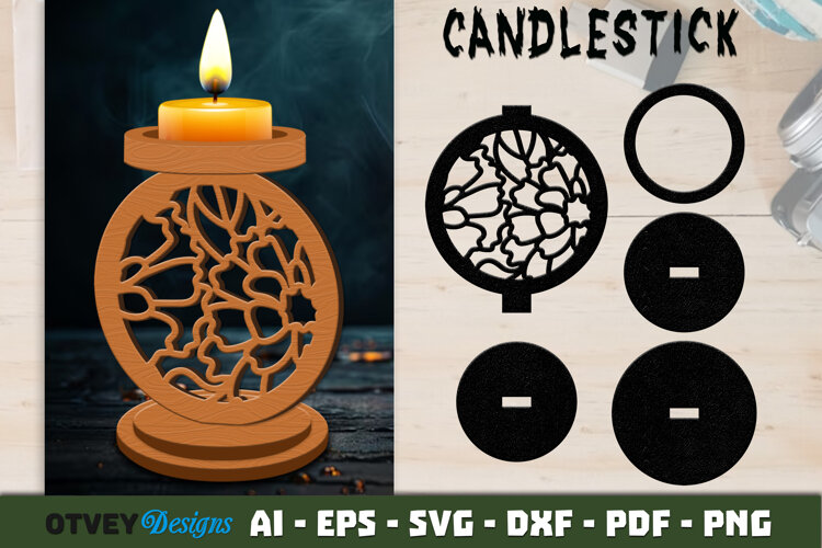 Flowers Candlestick Lasercut | Laser Cut Candle Holder example image 1