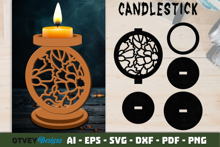 Flowers Candlestick Lasercut | Laser Cut Candle Holder
