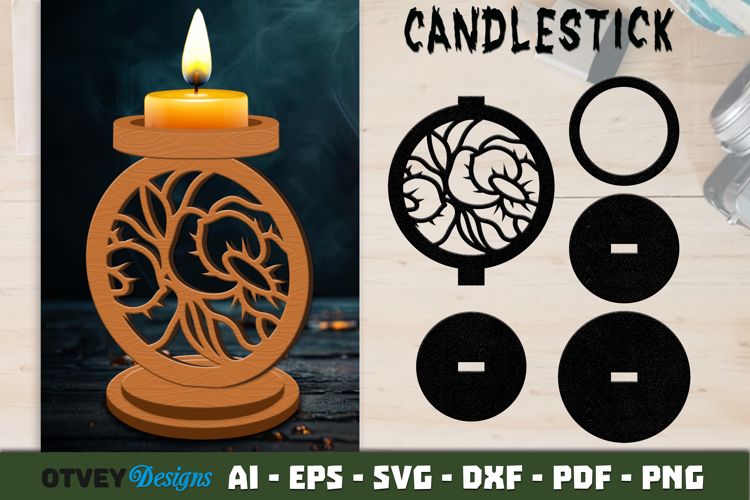 Flowers Candlestick Lasercut | Laser Cut Candle Holder