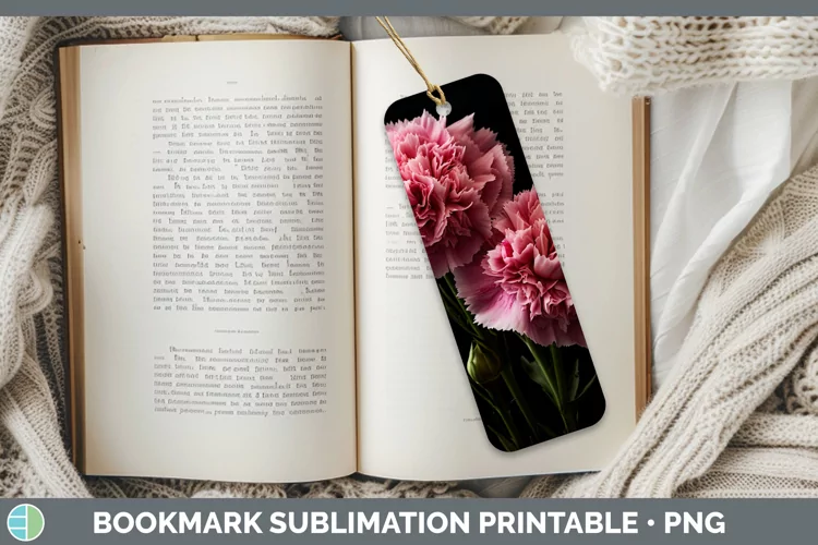 Flowers Carnation Bookmark Sublimation Printable Designs