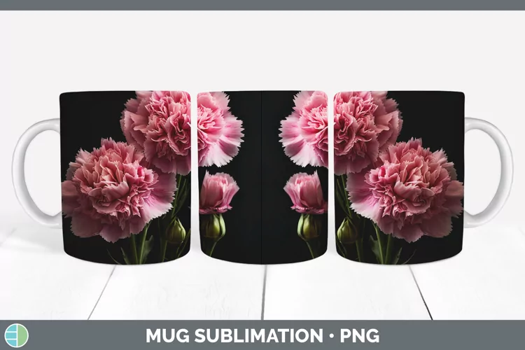 Flowers Carnation Mug Wrap Sublimation Coffee Cup Designs