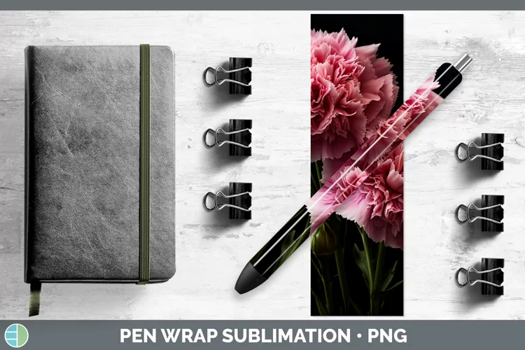 Flowers Carnation Pen Wrap Sublimation Epoxy Pen Designs