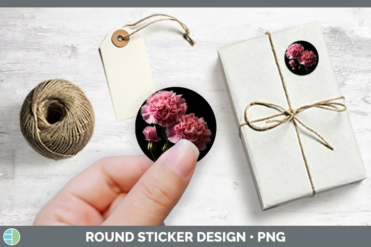 Flowers Carnation Stickers | Round Labels Designs
