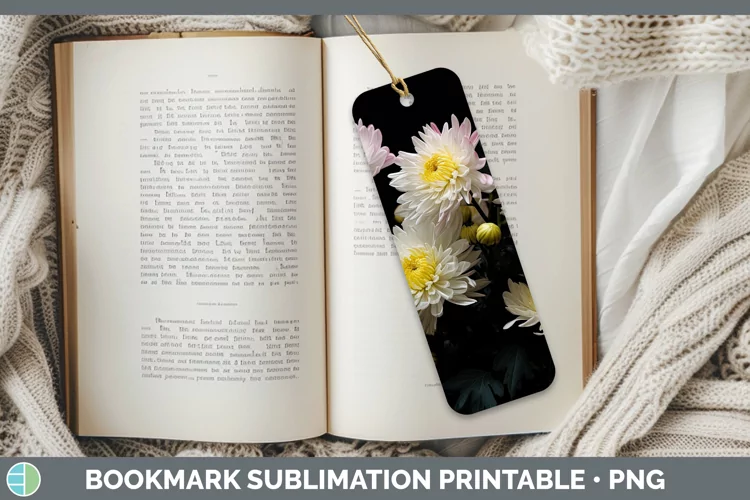 Flowers Chrysanthemum Bookmark Sublimation Printable Designs