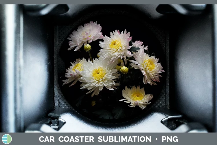 Flowers Chrysanthemum Car Coaster Sublimation Coaster Design