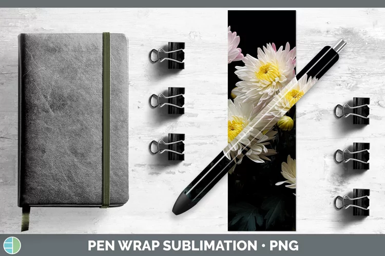 Flowers Chrysanthemum Pen Wrap Sublimation Epoxy Pen Designs
