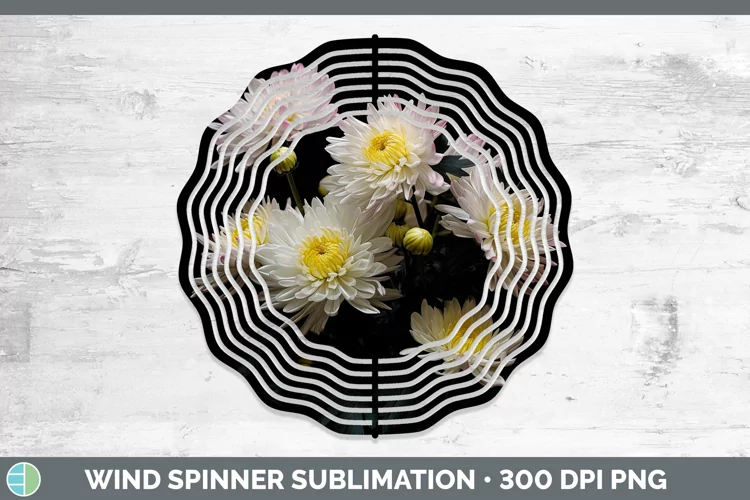 Flowers Chrysanthemum Wind Spinner Sublimation Spinner Desig