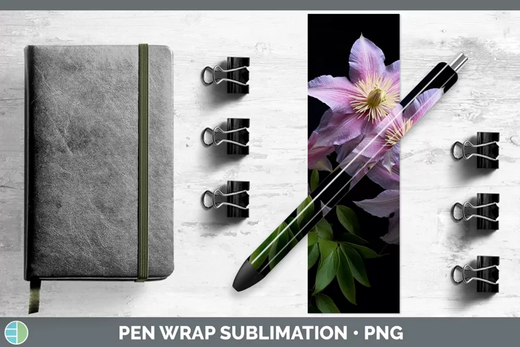 Flowers Clematis Pen Wrap Sublimation Epoxy Pen Designs