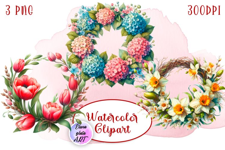 Flower clipart, Watercolor floral clipart, Bouquets
