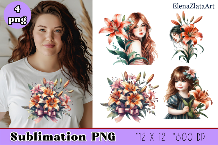 lilies clipart, Watercolor floral clipart , lily Bouquets