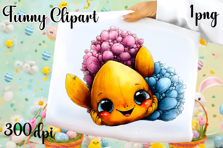 Watercolor funny Flowers Clipart, big eyes
