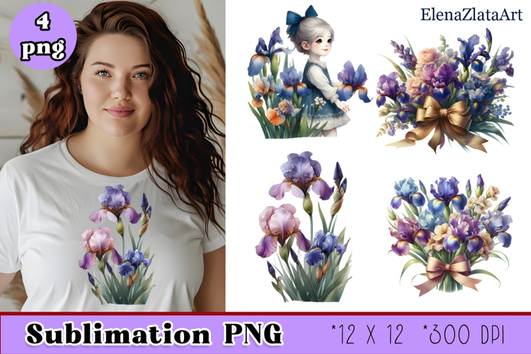 Flowers iris Watercolor Clipart