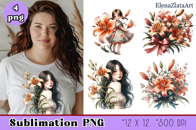 lilies clipart, Watercolor floral clipart , lily Bouquets