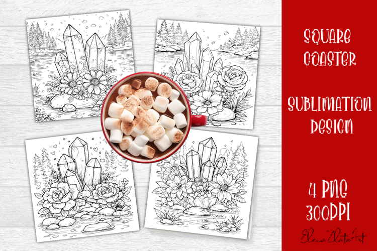 Summer flowers Coaster Design |Coloring pages