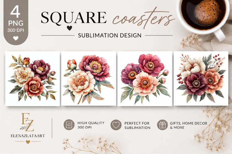 Summer flowers Coaster Design |butterfly Floral png