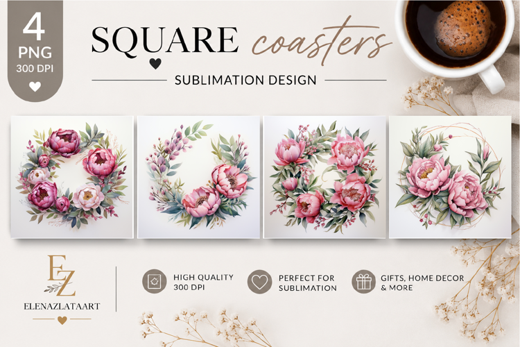 Summer flowers Coaster Design |butterfly Floral png