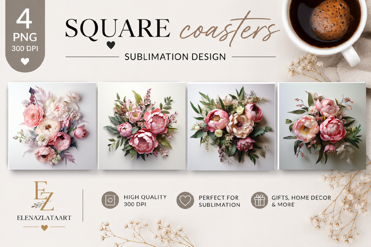 Summer flowers Coaster Design |butterfly Floral png