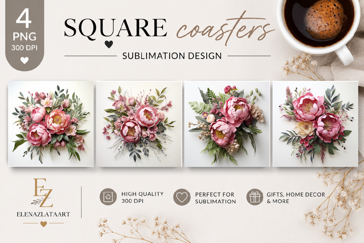 Summer flowers Coaster Design |butterfly Floral png