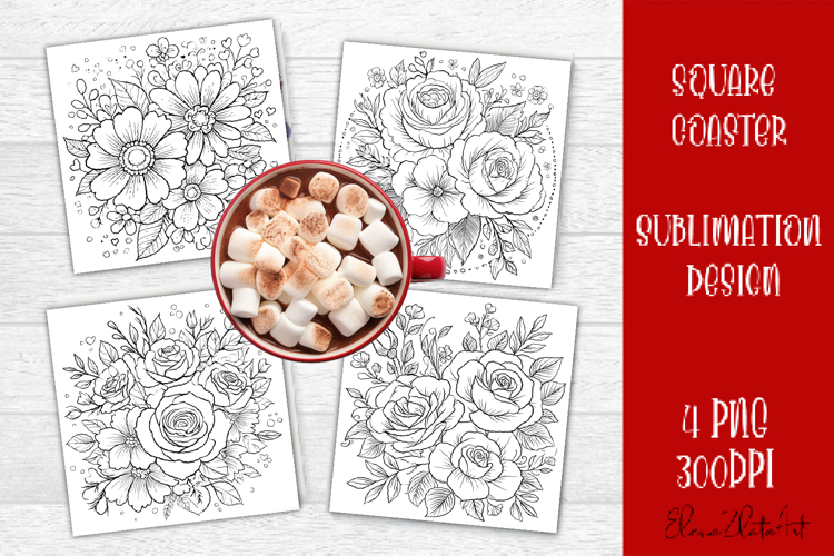 Summer flowers Coaster Design |Coloring pages