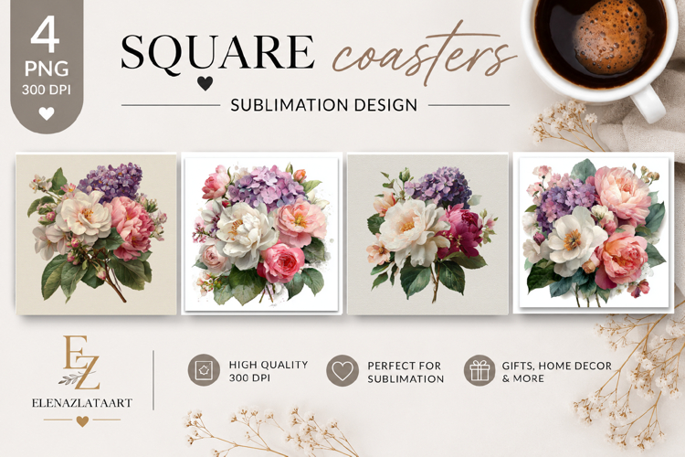 Summer flowers Coaster Design |butterfly Floral png