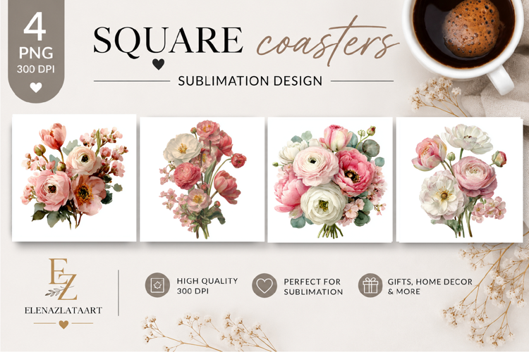 Summer flowers Coaster Design |butterfly Floral png