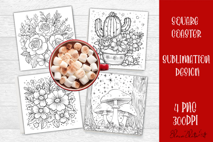 Summer flowers Coaster Design |Coloring pages