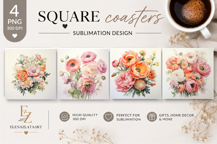 Summer flowers Coaster Design |butterfly Floral png
