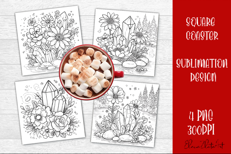 Summer flowers Coaster Design |Coloring pages