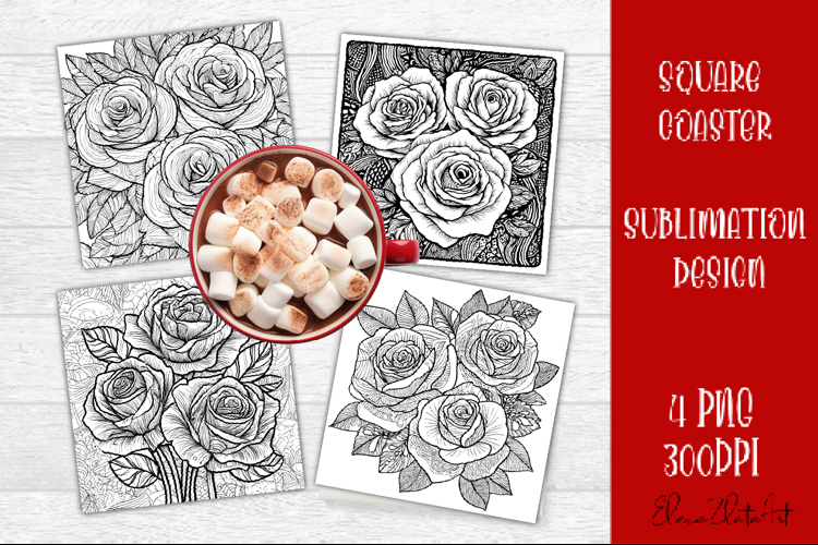 Summer flowers Coaster Design |Coloring pages