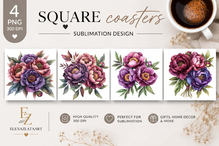 Summer flowers Coaster Design |butterfly Floral png