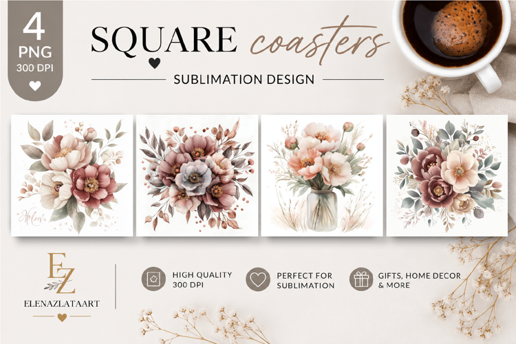 Summer flowers Coaster Design |butterfly Floral png