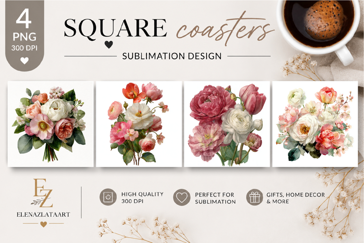 Summer flowers Coaster Design |butterfly Floral png