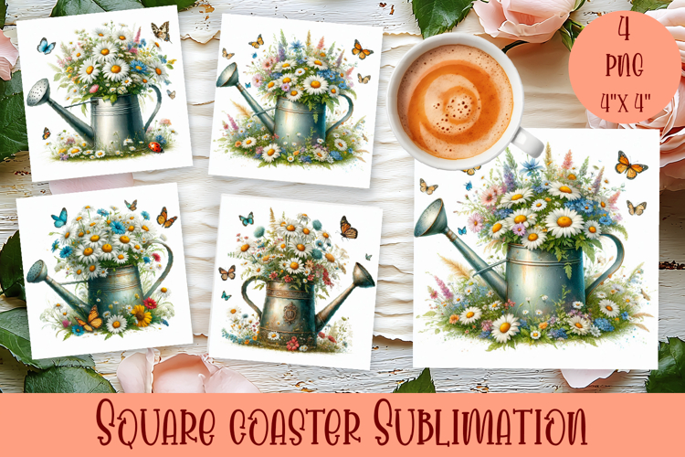 Summer flowers Coaster Design |butterfly Floral Sublima