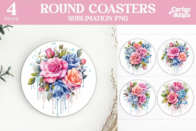 Flowers Coaster Sublimation, Colorful coasters